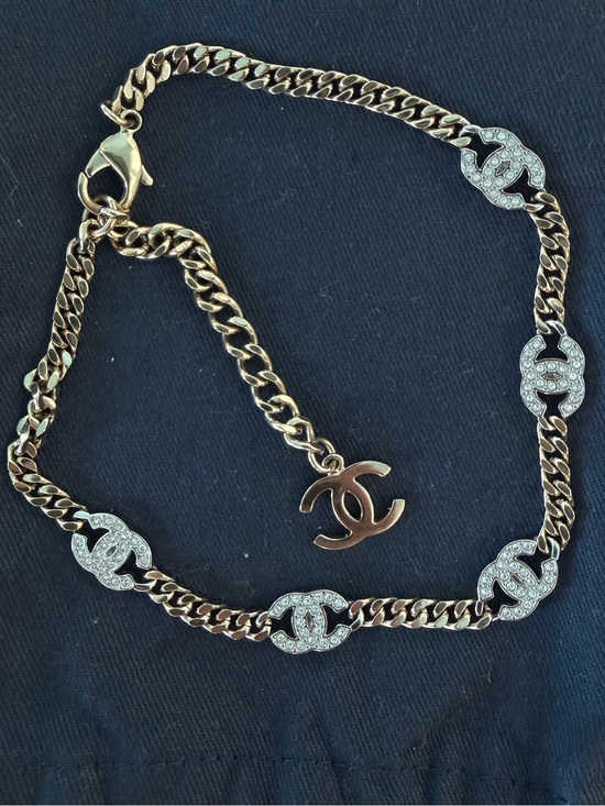 CHANEL Jewelry - CHANEL Gold-plated Link Necklace with Crystal CC Motifs